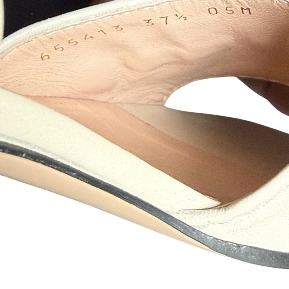 Gucci Baby Horsebit Leather Low Block Heel Sandals Mystic White Ivory Size 37.5 - Picture 9 of 9